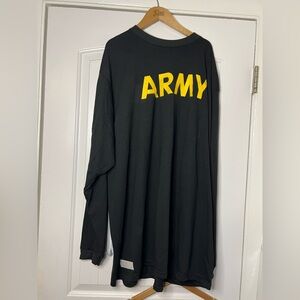 Black Long Sleeve Shirt with Yellow 'ARMY' Print